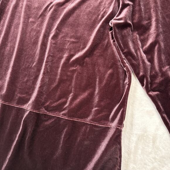 LAUREN RALPH LAUREN Burgundy Velvet Tunic Button Shoulder Womens Size XL - Picture 3 of 10